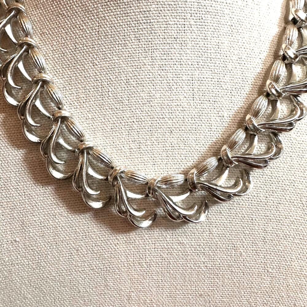 CORO Necklace Vintage Retro Jewelry Silver tone Choker Chunky 13 /12" - 17"